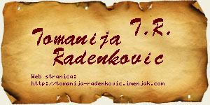 Tomanija Radenković vizit kartica